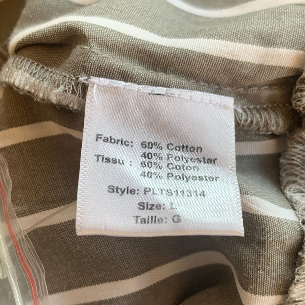 Elan Gray/Striped Cropped Button Down Shirt Smocked Waist Long Sleeve Size L - Picture 9 of 10